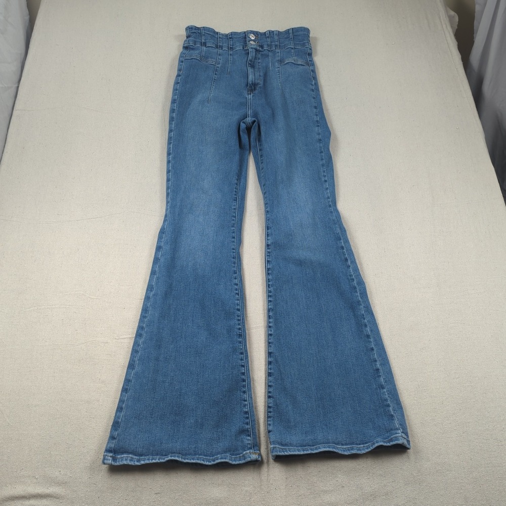 We The Free People Jeans Womens 31 Blue Flare Stretch Hippie Boho